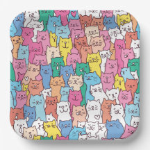 Katten papieren borden, kitty kattenfeestje