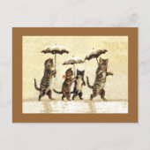  katten paraplu's sneeuw briefkaart (Voorkant)