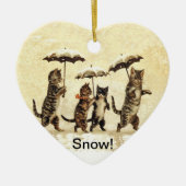  katten paraplu's sneeuw keramisch ornament (Voorkant)