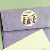  katten paraplu's sneeuw ronde sticker