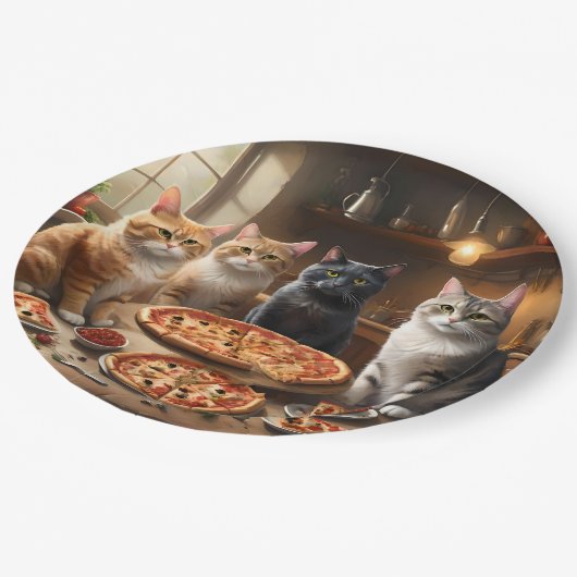 Katten Party Pizza Night, Papieren Bordje (Gekanteld)