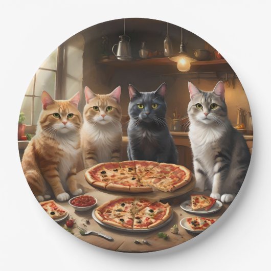 Katten Party Pizza Night, Papieren Bordje (Voorkant)