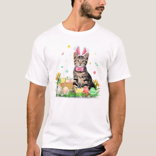 Katten Pasen Dag Konijn Eieren T-shirt (Voorkant)