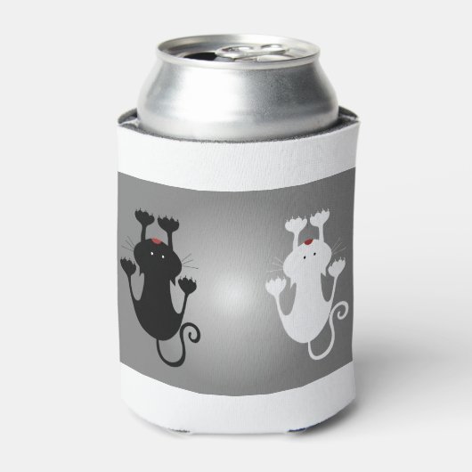 Katten passen de cougars de witte kat toe blikjeskoeler (Blikje Voorkant)