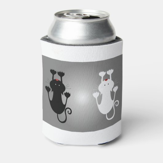 Katten passen de cougars de witte kat toe blikjeskoeler (Blikje Achterkant)