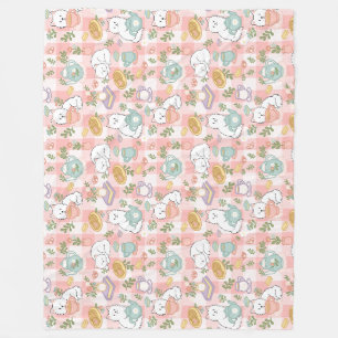 Katten Pastel Theetijd Roze Fleece Deken