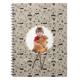 Katten Patronen Monogram Gepersonaliseerd Foto van Notitieboek