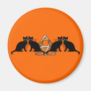 Katten Pentgagram Flame Triquetra Magneet