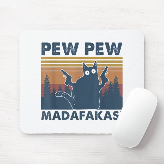  katten Pew Pew Madafakas Funny Crazy Cat Muismat (Met muis)