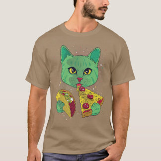 Katten Pizza Wilde Astronaut Astral Cosmic Design  T-shirt