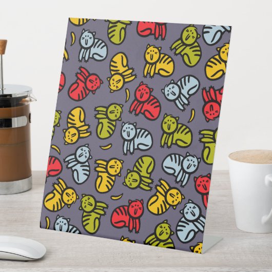 Katten plus bananen reclamebord met voetstuk (Insitu)