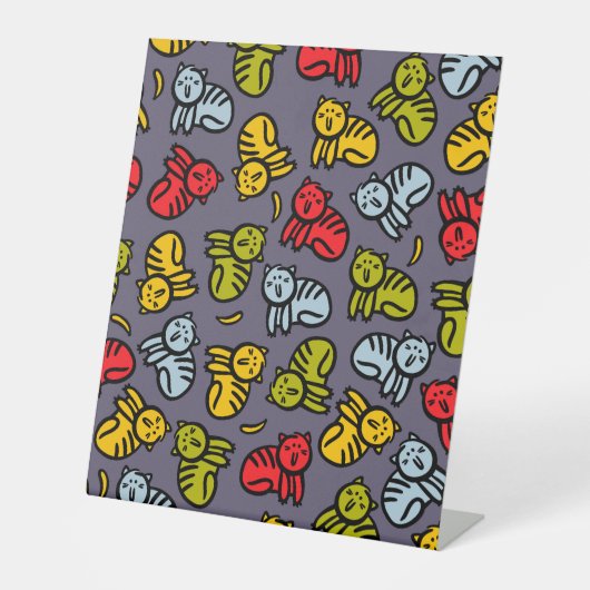 Katten plus bananen reclamebord met voetstuk (Voorkant)