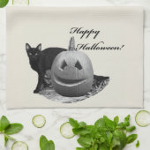 Katten & Pompoen Gelukkig Halloween Theedoek (Gevouwen)
