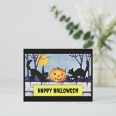   Katten Pompoen Halloween Briefkaart (Staand voorkant)