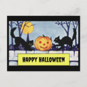   Katten Pompoen Halloween Briefkaart (Voorkant)