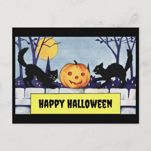   Katten Pompoen Halloween Briefkaart (Voorkant)