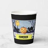 Katten Pompoen Halloween Papieren Bekers (Voorkant)