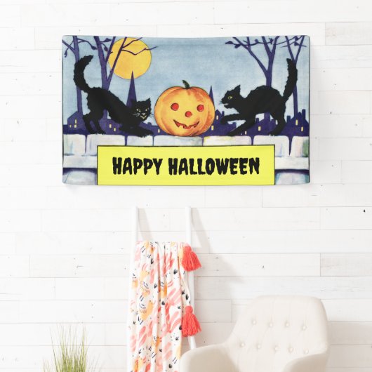 Katten Pompoen Halloween Spandoek (Insitu)
