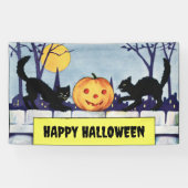   Katten Pompoen Halloween Spandoek (Horizontaal)