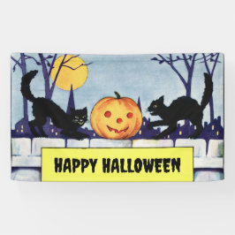   Katten Pompoen Halloween Spandoek