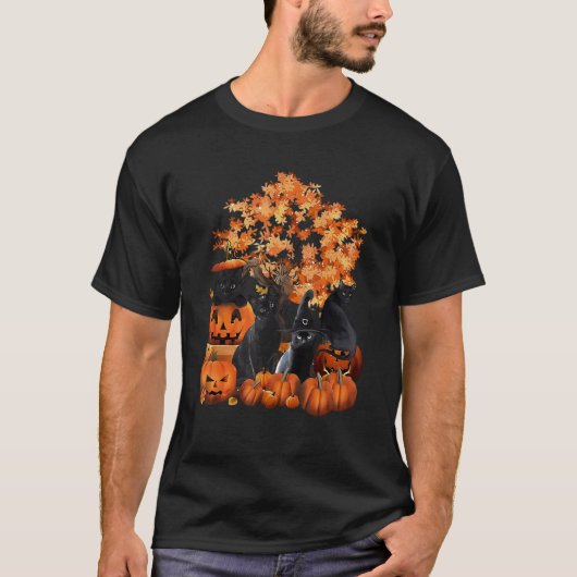 Katten Pompoen Halloween T-shirt (Voorkant)