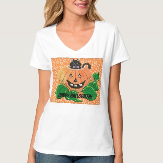 Katten pompoen T-shirt (Voorkant)