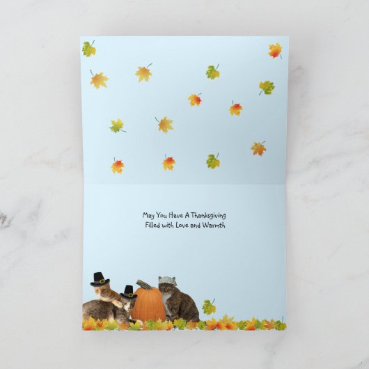Katten, pompoenen en herfstbladeren kaart (Binnen)