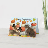 Katten, pompoenen en herfstbladeren kaart (Voorkant)