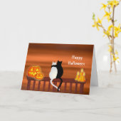 Katten Pompoenen Kaarsen Halloween Kaart (Gele Bloem)