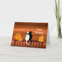 Katten Pompoenen Kaarsen Halloween Kaart