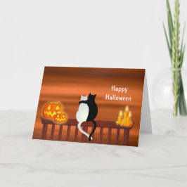 Katten Pompoenen Kaarsen Halloween Kaart