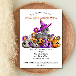 Katten Pompoenen Paars Oranje Kinderen Halloween F Kaart