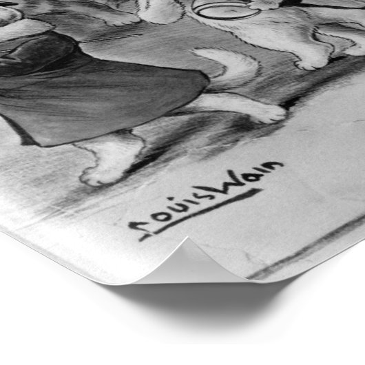 Katten Poster met kerstbomen die decorberen (Hoek)