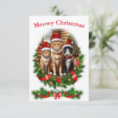 Katten Prettig kerstfeest Dieren Kaart (Staand voorkant)