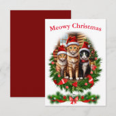 Katten Prettig kerstfeest Dieren Kaart (Voorkant / Achterkant)