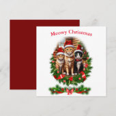 Katten Prettig kerstfeest Dieren Kaart (Voorkant / Achterkant)