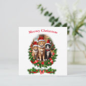 Katten Prettig kerstfeest Dieren Kaart (Staand voorkant)