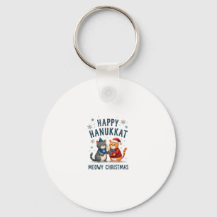 Katten Prettig Kerstfeest Gelukkig Hanukkah Joods Sleutelhanger