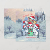 Katten Prettig Kerstfeest, Meowy Kerstmis, Grappig Kaart (Voorkant / Achterkant)