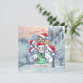 Katten Prettig Kerstmis, Meowy Kerstmis, Grappig C Kaart (Staand voorkant)