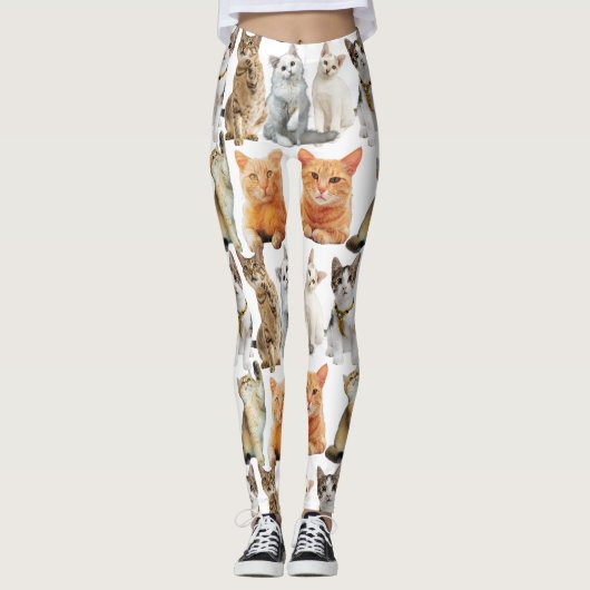Katten print patroon 01x4 leggings (Voorkant)