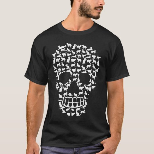 Katten punkrock goth schedels t-shirt (Voorkant)