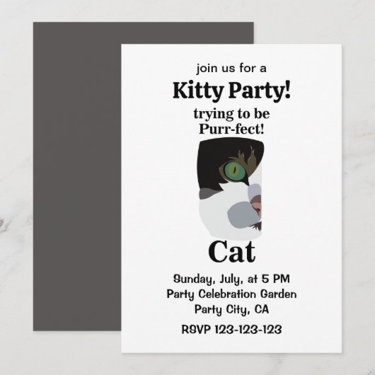 Katten Purrfect Kitty Grappige Feest Kaart (Voorkant / Achterkant)