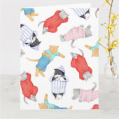 KATTEN PYJAMA Grote Verjaardag Kaart (Gele Bloem)