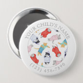 KATTEN PYJAMA Kind ID Button - Wit (Voorkant /achterkant)