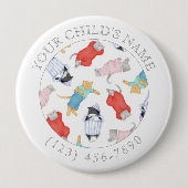 KATTEN PYJAMA Kind ID Button - Wit (Voorkant)