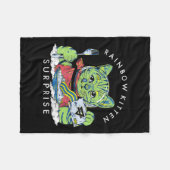 Katten Rainbow Kitten Surprise Cute Eat Retro Anim Fleece Deken (Voorkant (Horizontaal))