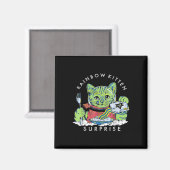 Katten Rainbow Kitten Surprise Cute Eat Retro Anim Magneet (Voorkant / Achterkant)