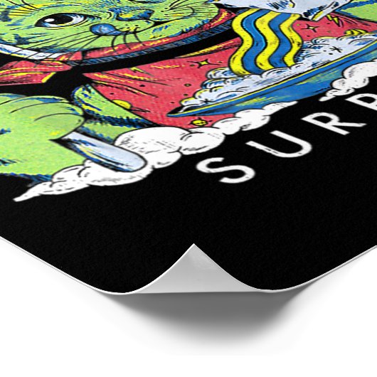 Katten Rainbow Kitten Surprise Cute Eat Retro Anim Poster (Hoek)