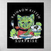 Katten Rainbow Kitten Surprise Cute Eat Retro Anim Poster (Voorkant)